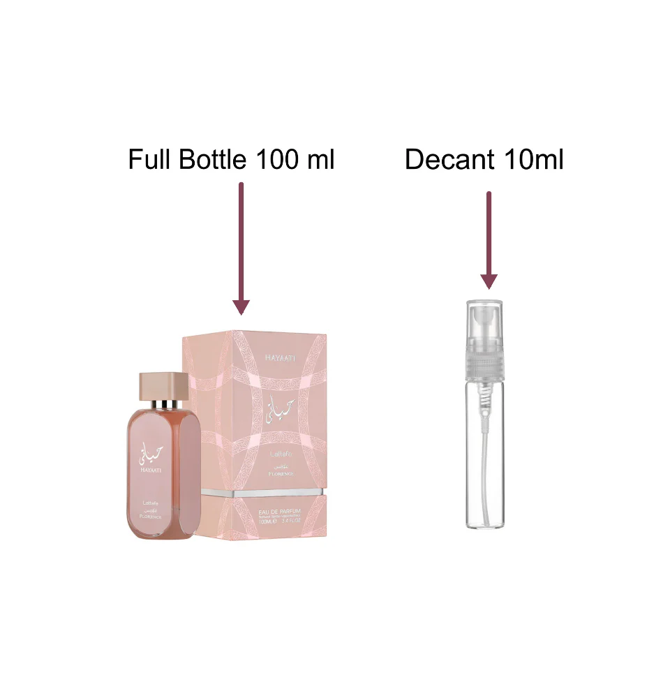 Decant/Sample Lattafa Hayaati Florence Eau De Parfum 10ml For Women
