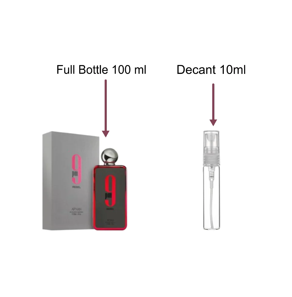 Decant/Sample Of Afnan 9PM Rebel Eau De Parfum 10ml For Men & Women