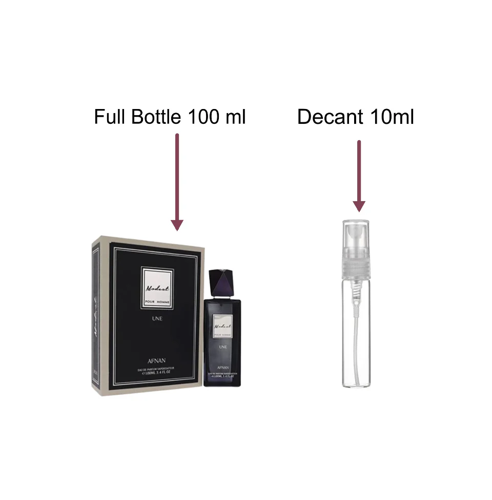 Decant/Sample Of Afnan Modest Une Homme Eau De Parfum 10ml For Men