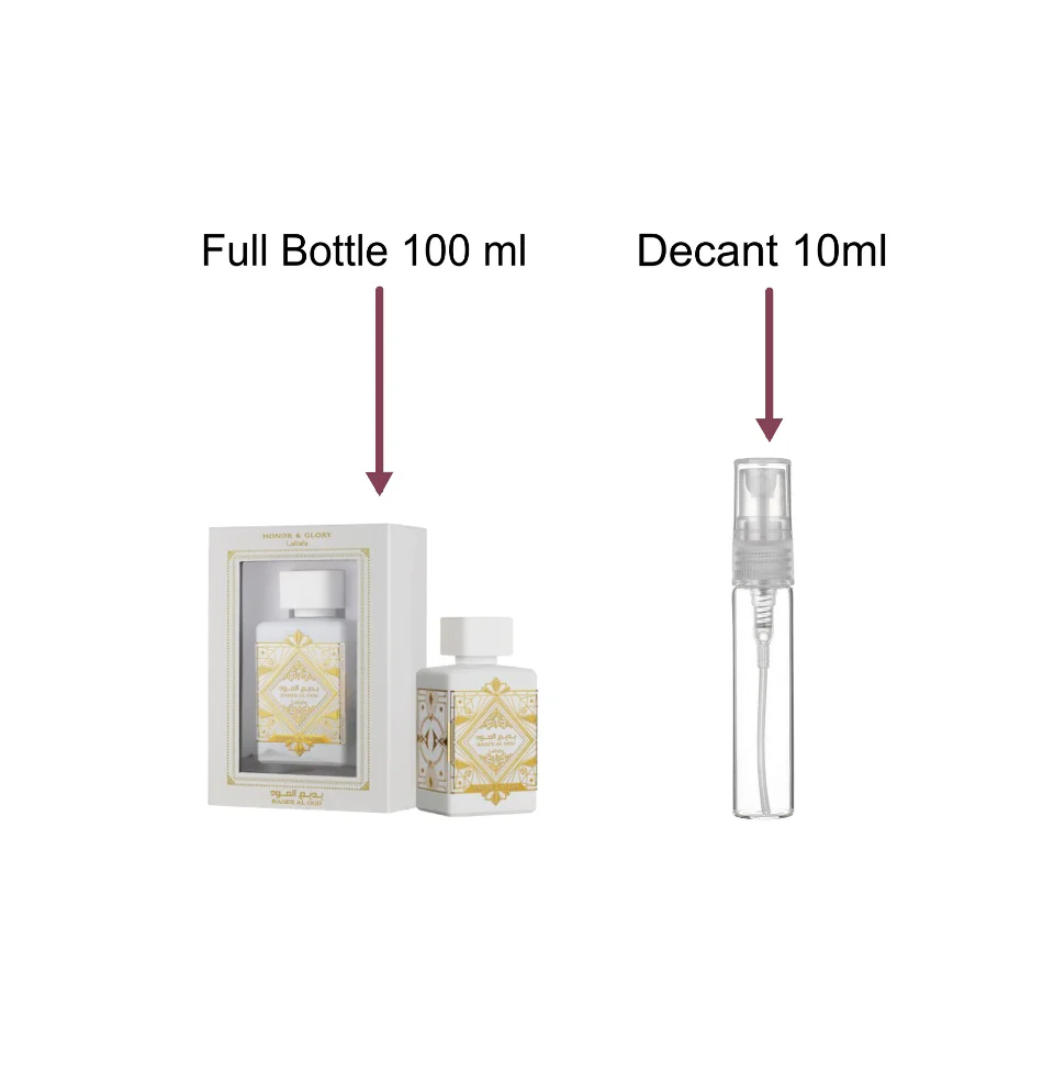 Decant/Sample Of Lattafa Badeāe Al Oud Honor & Glory Eau De Parfum 10ml For Men & Women